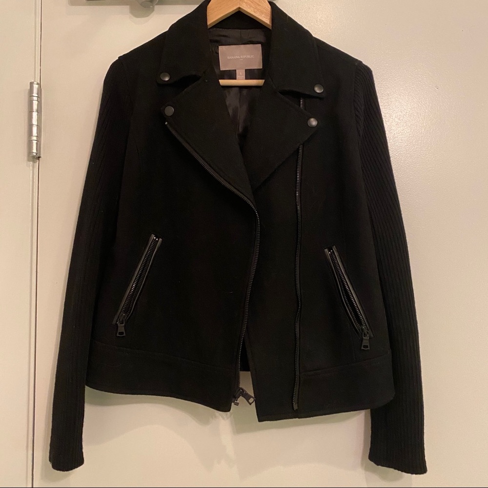 Banana Republic NWOT Black Moto Jacket - 60% Wool